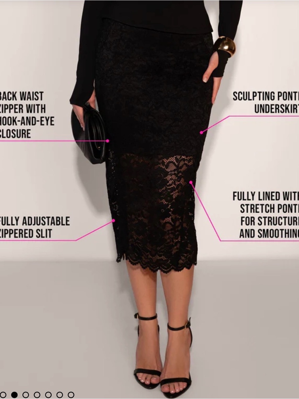 TA3| Seamed Pencil Skirt| Lace Black| XS | NWT| $188 retail| - Picture 7 of 7